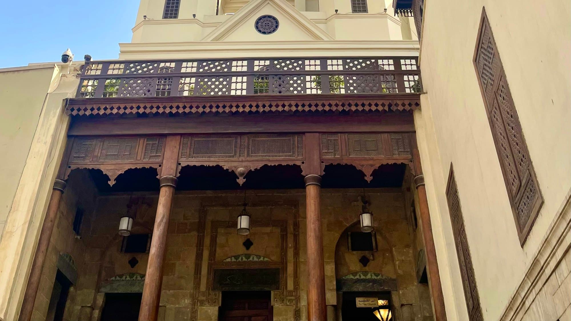 A Coptic Orthodox church with twin towers and a cross in Egypt, where Coptic Christmas is celebrated on January 7